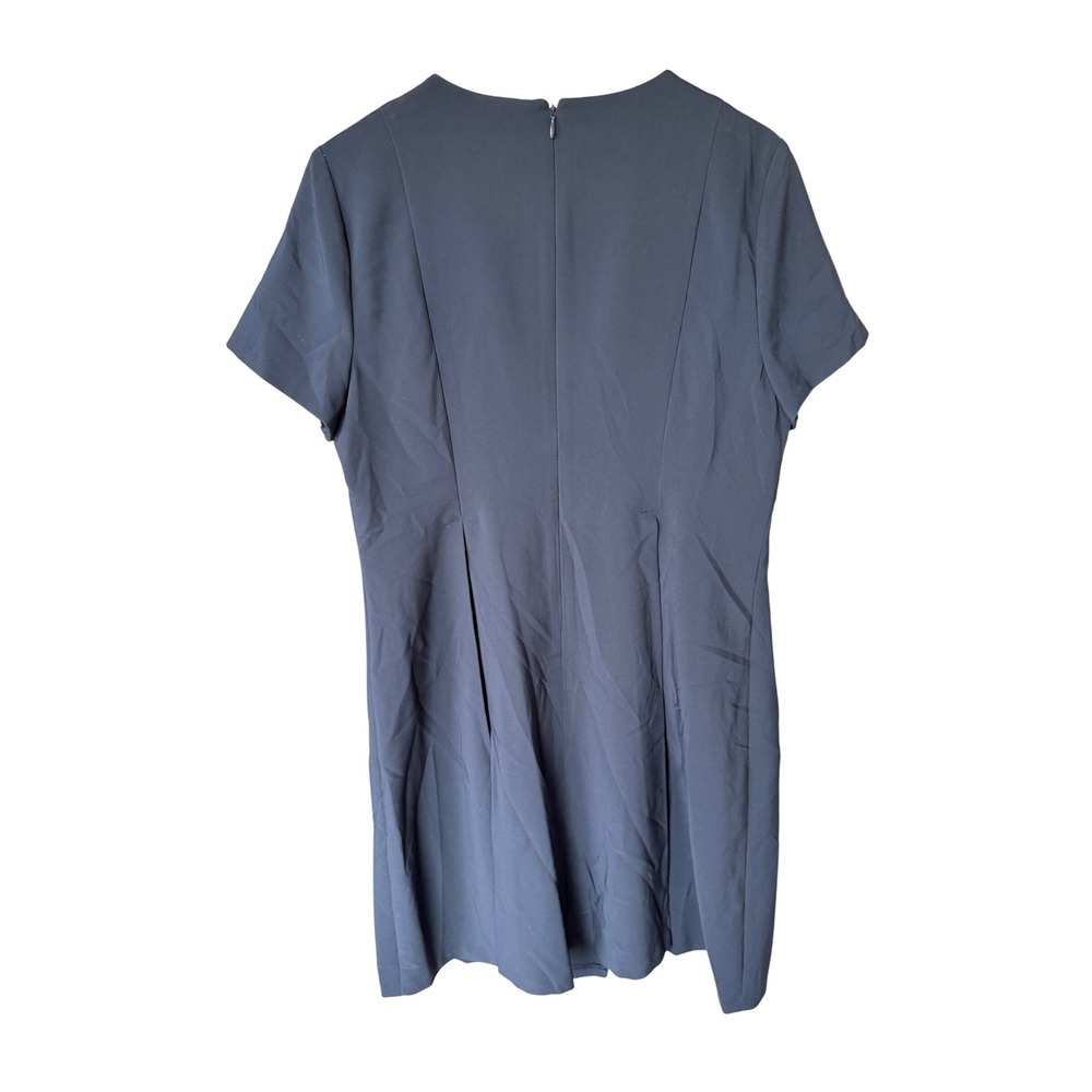 Tommy Hilfiger Women Navy Blue Short Sleeve V Neck Pleated Sheath Dress Size 16 - Picture 2 of 8